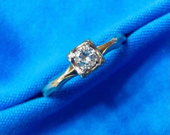 Vintage 14k Yellow Gold Diamond Engagement Ring