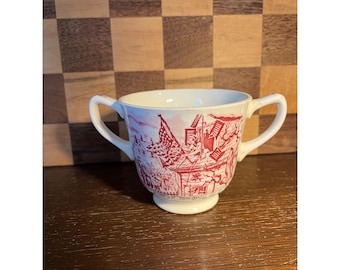 Red Transferware Homer Laughlin Barbara Fritchie 1862 Sugar Bowl