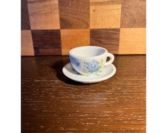 Mini Blue Rose Agglo China Tea Cup and Saucer