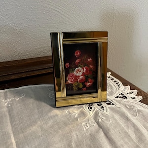 Vintage Small Picture Frame with Floral Picture