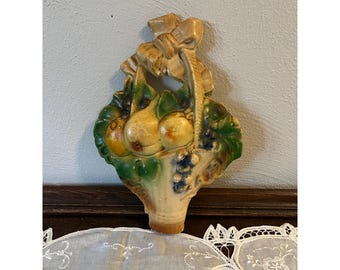 1940’s Chalk-ware Basket of Fruit Wall Plaque