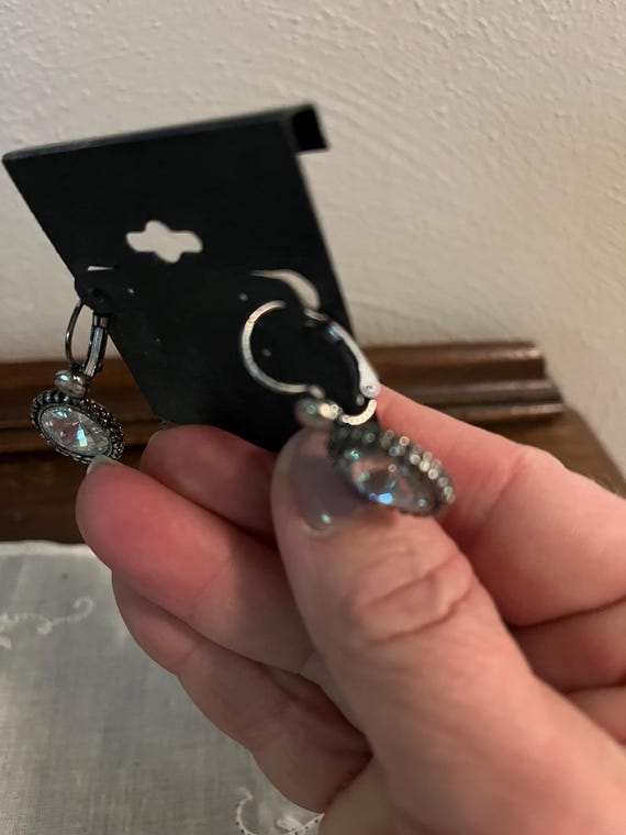 Clear Dangle Drop Earrings - image 2