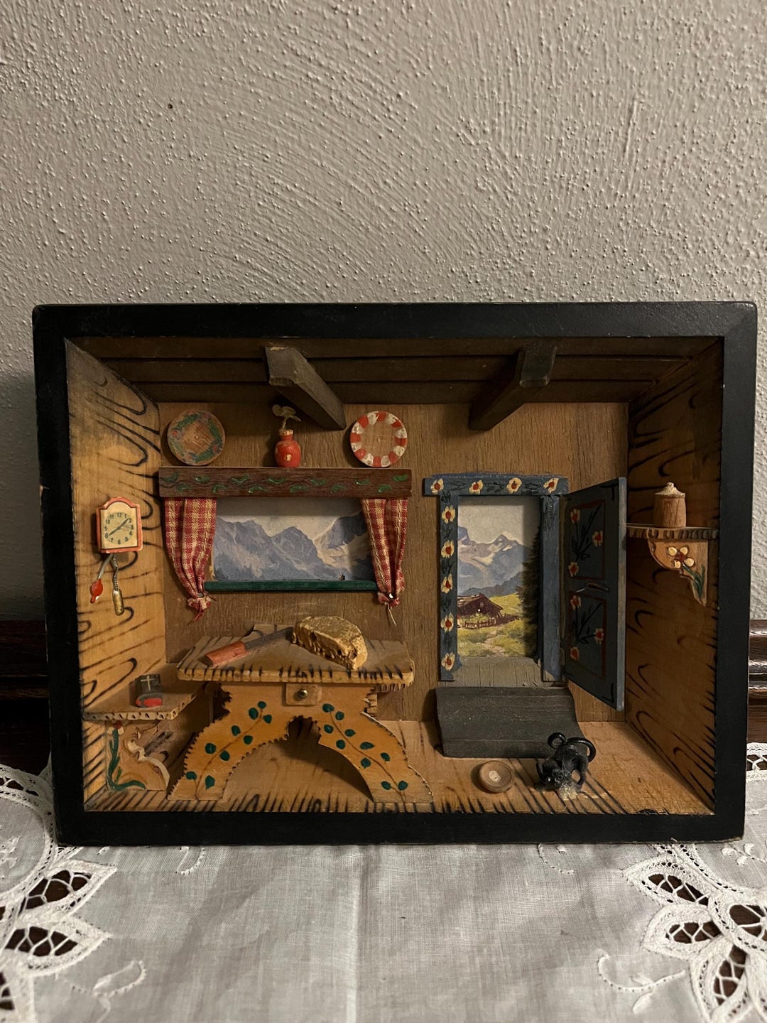 Shadow Boxing Kitchen Vintage Shadow Box Kitchen Folk Art Picture - Etsy