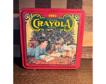 Vintage Christmas Crayon Tin