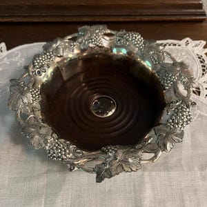 Vintage Silverplate Grapevine Champagne Wine Bottle Coaster