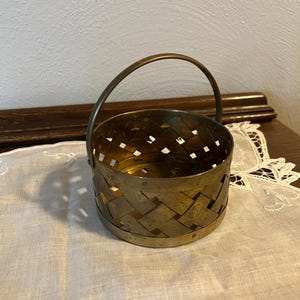 Vintage Round Brass Woven Basket