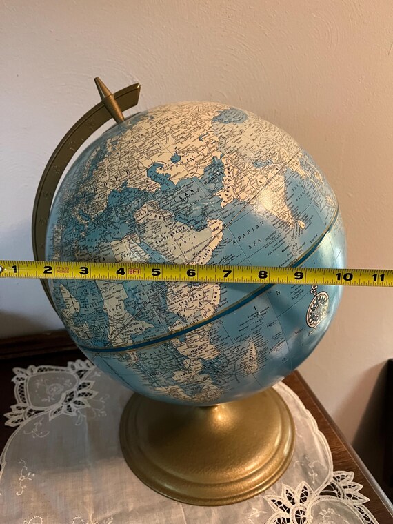 Vintage Cram's Imperial World Globe on Metal Stand, Some Spots