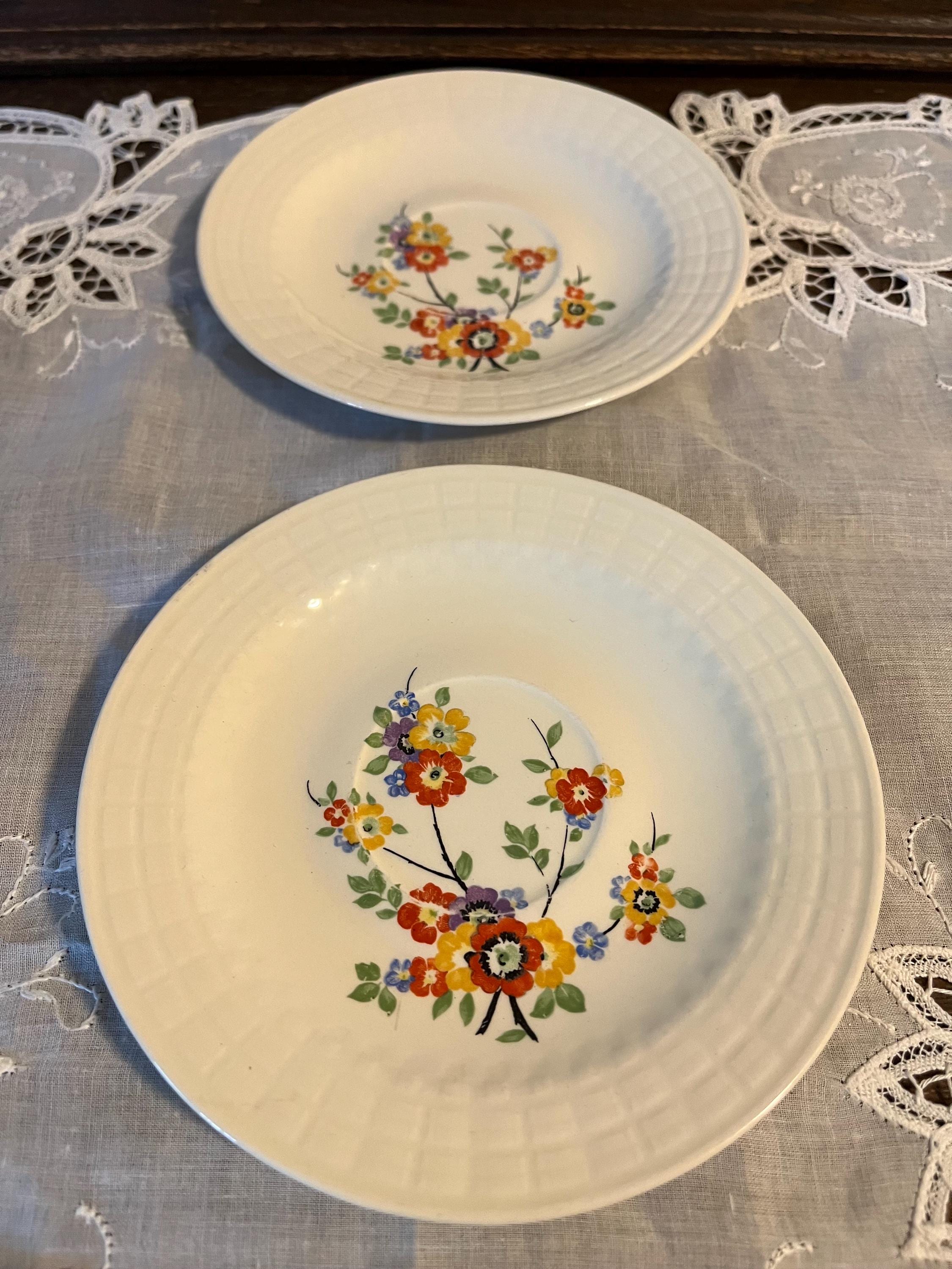 Vintage Edwin M. Knowles China Company Floral Saucer - Etsy