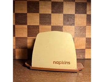 Vintage Brown and Yellow Plastic Napkin Holder