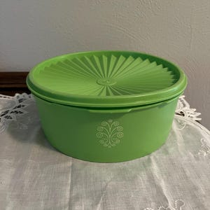 Vintage Green Tupperware Storage Container with Lid