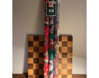 Three Rolls of Vintage Christmas Wrapping Paper