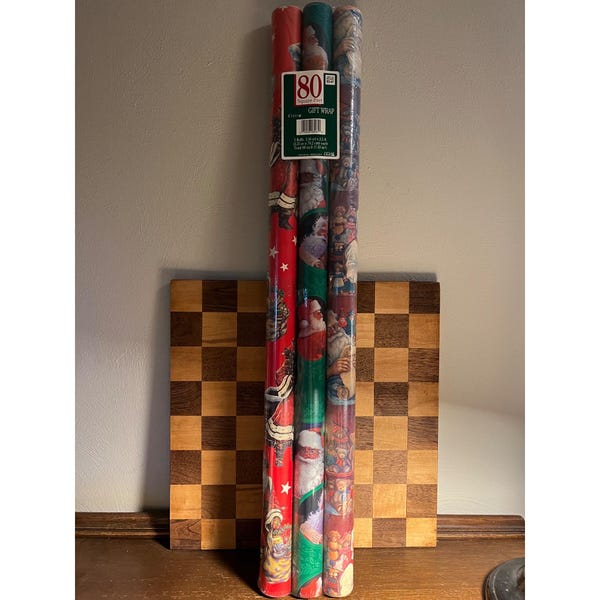 Three Rolls of Vintage Christmas Wrapping Paper