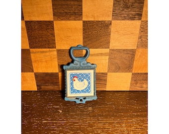 Kitschy Mini Blue Chicken Trivet Bottle Opener A396