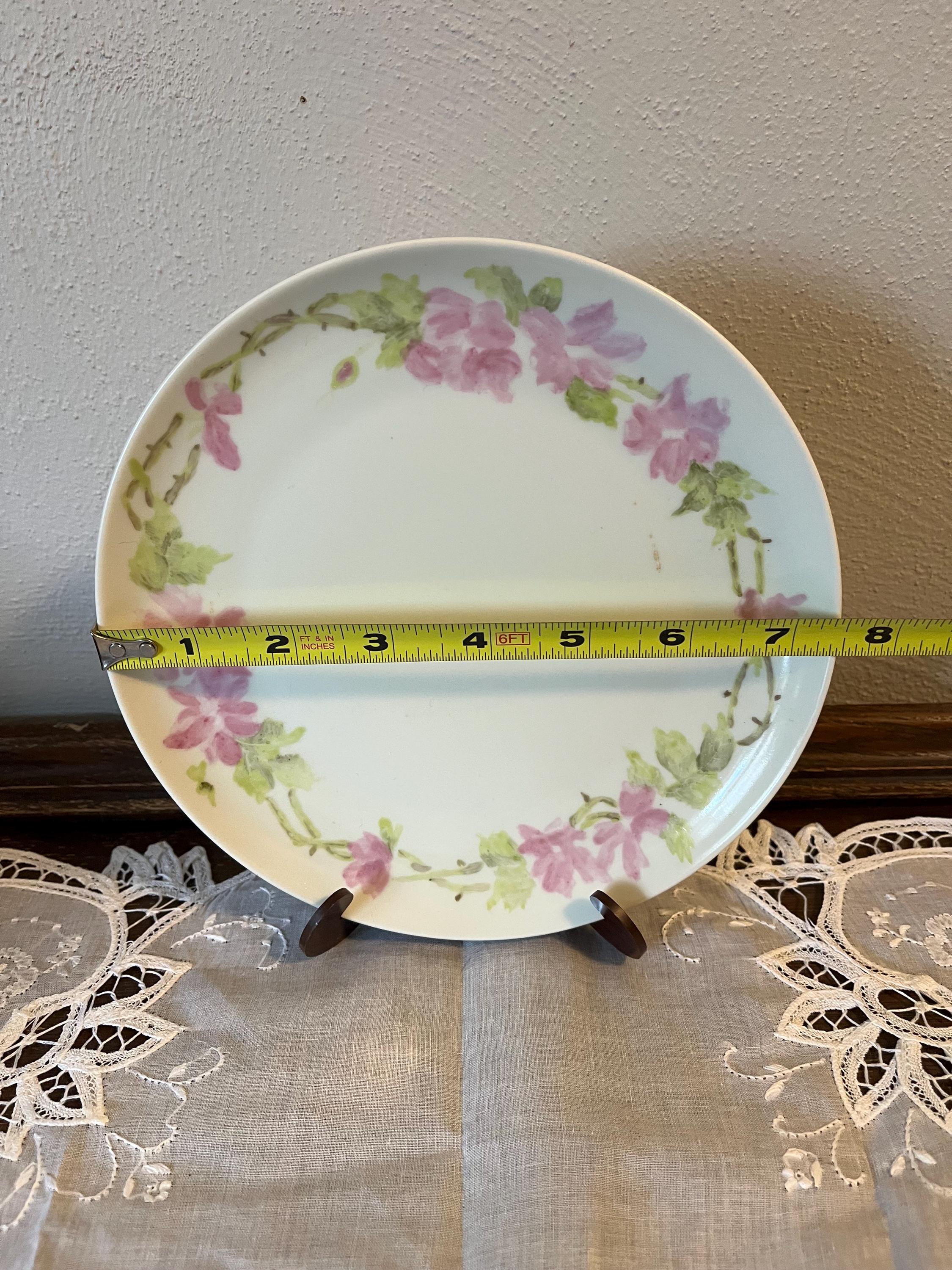 ヴィンテージ ハンドペイント 7.5 インチ プレート ピンク花柄 - Etsy 日本