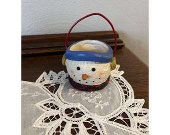 Small Snowman Candle Holder Baskey