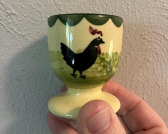 Vintage Zeller Whimsical Rooster Butter Yellow Egg Cup