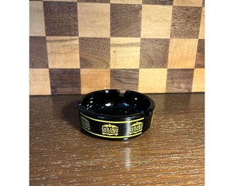 Black Glass Las Vegas Gold Nugget Ashtray, some imperfection in glass
