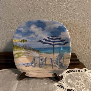 Small Melamine Beach Scene Plate