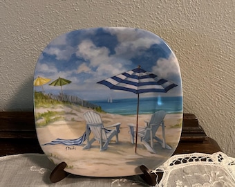 Small Melamine Beach Scene Plate