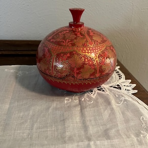 Vintage Kashmiri Covered Papier Mache Decorative Trinket Box - Etsy