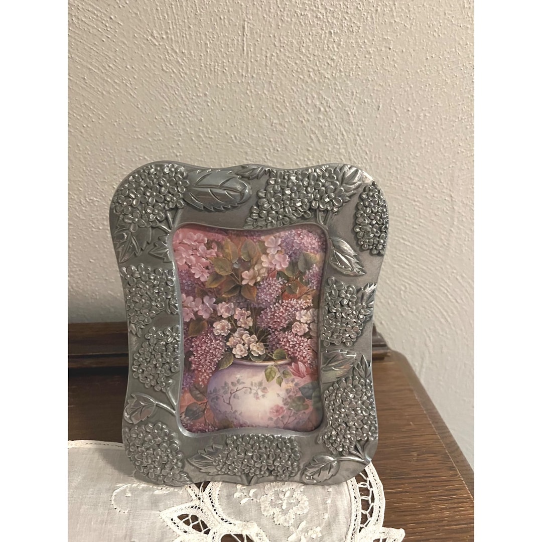 Silver Toned Ornate Frame With Floral Picture - Etsy