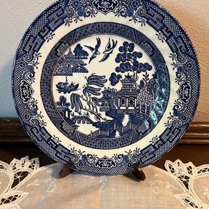 Vintage Blue Willow Royal Wessex Made in England Salad Plate Blue and White Transferware