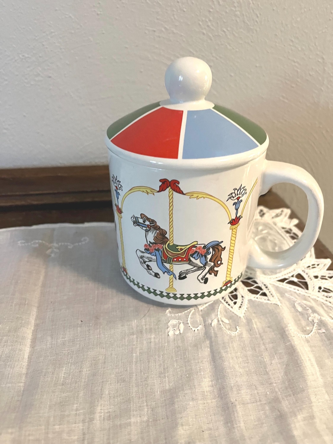 Vintage Horse Carousel Mug With Lid - Etsy