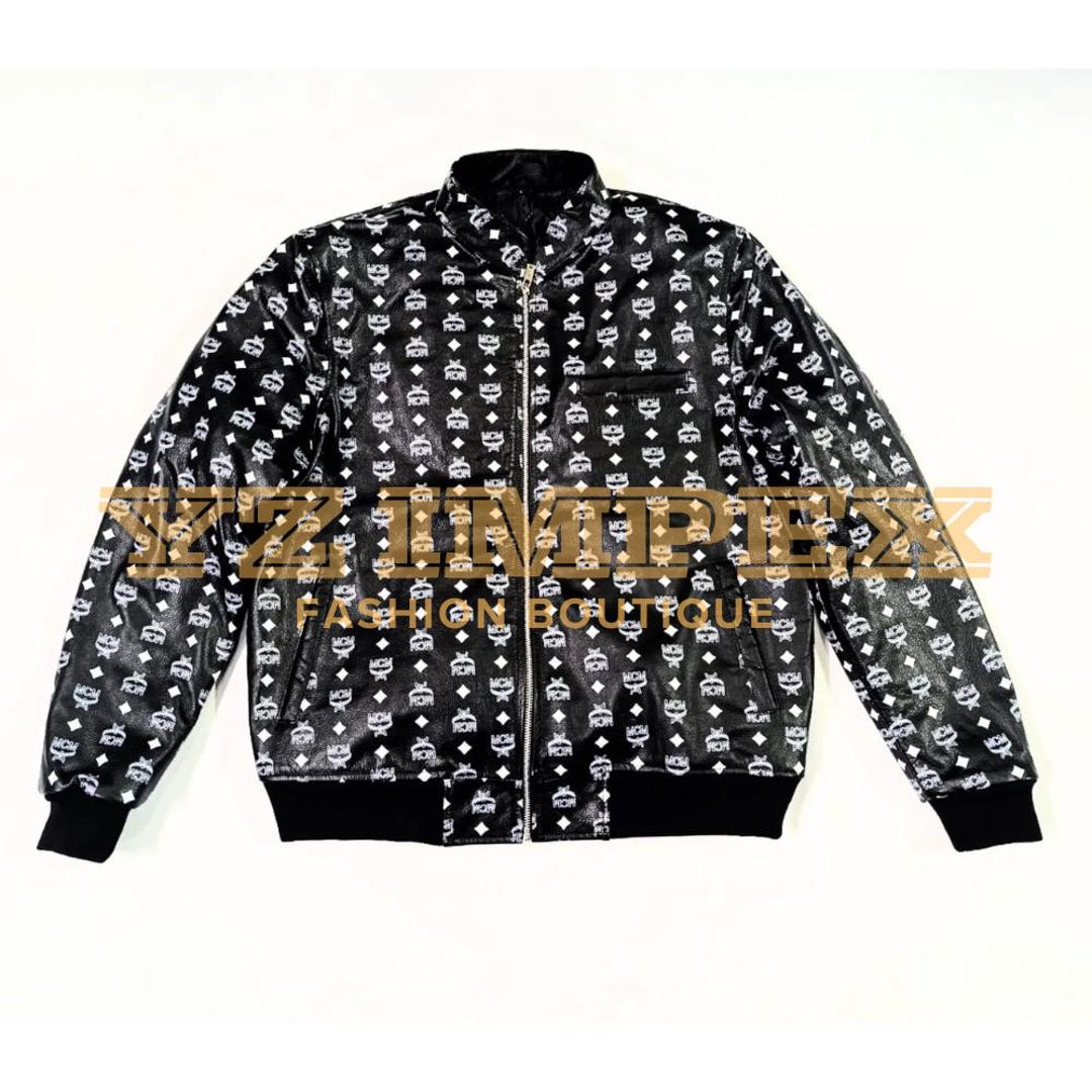 MCM Leather Bomber Jacket: Designer Men's Outerwear - Etsy
