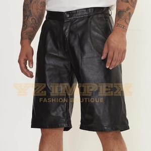Men&#39;s Black Leather Shorts: Edgy Fashion