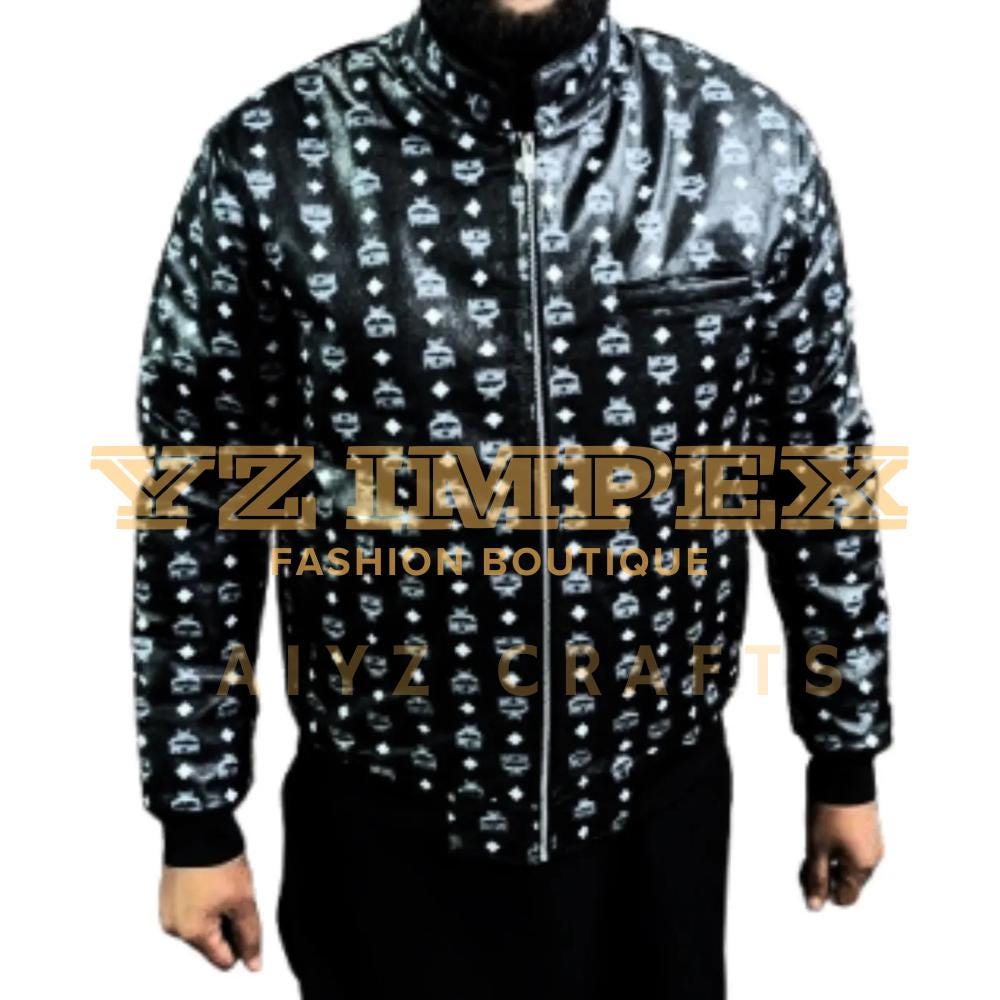 MCM Leather Bomber Jacket: Designer Men's Outerwear - Etsy
