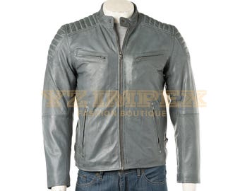 Men's Cowhide Leather Bomber Jacket: Black Waxed Varsity Style