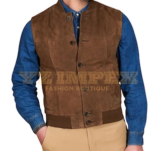 Suede Leather Vest: Men&#39;s Western Cowboy Biker Fashion