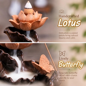 Handmade Backflow Incense Burner, Lotus Zen Meditation Decor, Spiritual Gift, Aromatherapy Altar Decor image 3