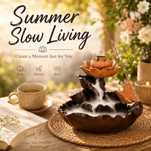Handmade Backflow Incense Burner, Lotus Zen Meditation Decor, Spiritual Gift, Aromatherapy Altar Decor image 1