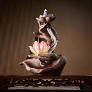 Buddha Hands Lotus Backflow Incense Burner: Aromatherapy Meditation Decor