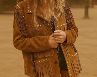 レザージャケット・コート Golden  Suede Jacket With Fringes The Sparks Up Inc. XS - Brown - Suede Leather -Western