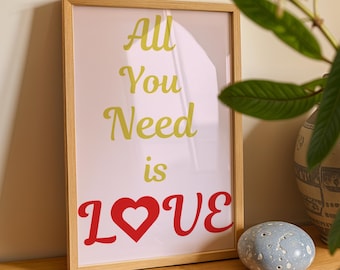 All You Need is Love Print: Baby Pink Wall Art