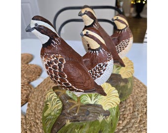 Fred Everett Hubley Quail Bookends Figurines Hand-Painted Vintage Wildlife Decor