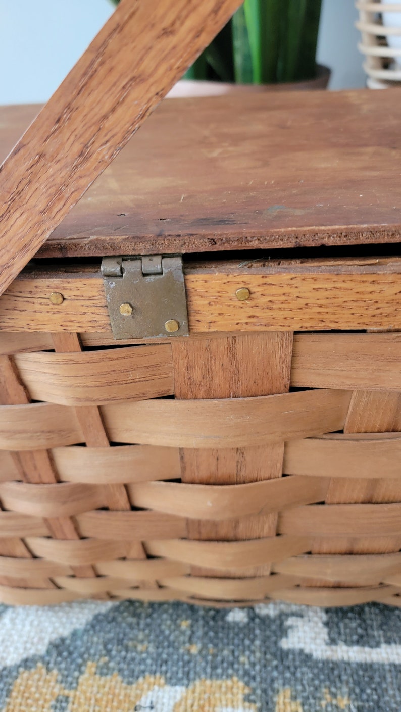 Large Wooden Picnic Basket in Classic Vintage Style Etsy