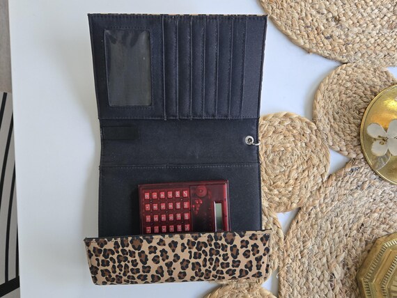 Leopard Print Wallet with Calculator Large Vintag… - image 2