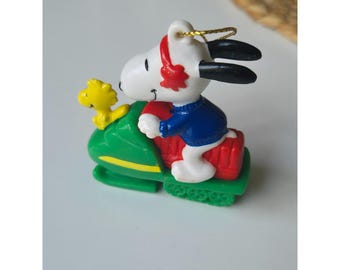 Snoopy & Woodstock Christmas Ornament Riding On Snowmobile