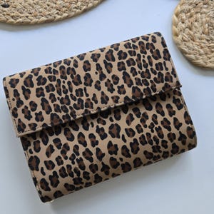 Leopard Print Wallet with Calculator Large Vintage Wallet Clutch Handbag