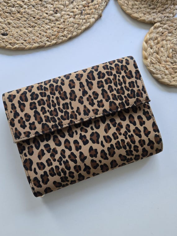 Leopard Print Wallet with Calculator Large Vintag… - image 1