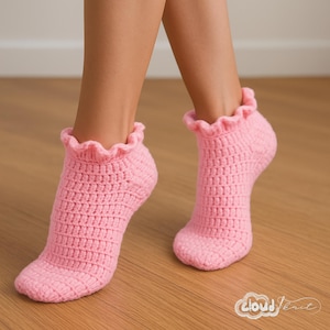 Crochet Ruffle Socks • Handmade Ankle Slippers • Cozy Knit Socks for Women • Soft Home Socks • Hand-woven Socks • Cottagecore Gift Idea