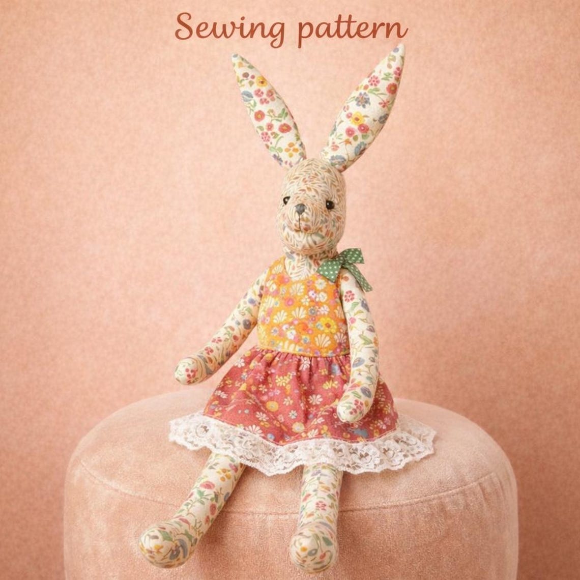 Fabric Bunny Doll Sewing Pattern – Long Leg Rabbit With Dress (PDF ...