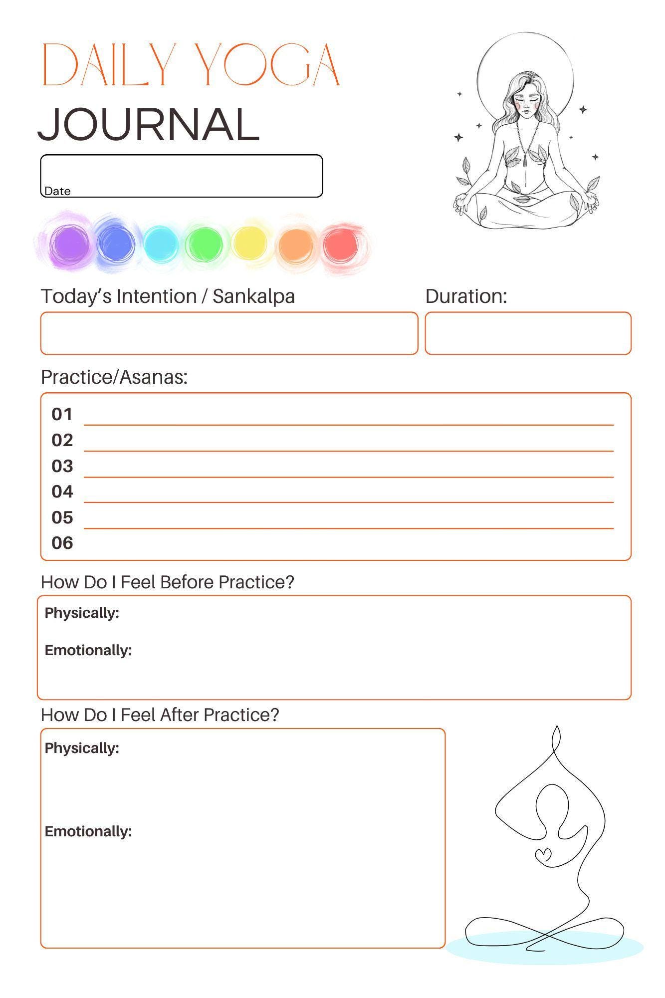 Chakra Yoga Journal - Printable Yoga Journal Pages With Chakras - Etsy
