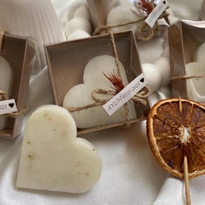 Bomboniere con sapone a forma di cuore alla lavanda, regalo di sapone per baby shower, bomboniere per il primo compleanno, sapone per invitati a nozze, regalo per neonati, sapone profumato in scatola a forma di cuore