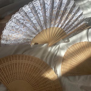 Bridal Lace Hand Fan & Bridesmaid Wooden Fans - Wedding Favor, Vintage Folding Fan, Summer Ceremony Accessory