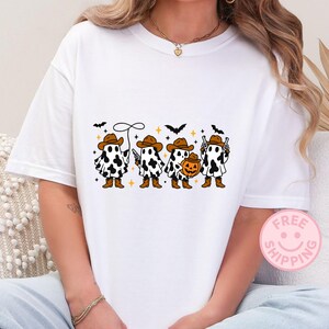Cowboy Ghost Oversized Shirt: Western Cow Print Halloween Tee