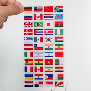 Adesivos de bandeira de bolha 3D – Conjunto de 4 folhas – Bandeiras vibrantes de países do mundo todo!